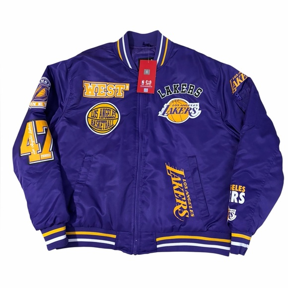 NWT NBA Ultra Game Los Angeles Lakers Quilted Varsity Jacket Mens Large Purple